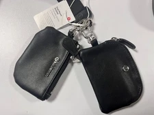 Lu***lemon Dual Pouch Wristlet Black Silver Cactus Leather black