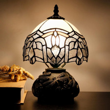 Mini Tiffany Style Stained Glass Table Lamp - 8x11 Inch Mushroom Design