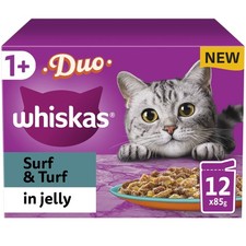 Tasty Duo 1+ Surf and Turf in Jelly 48 x 85 g Pouches, Adult Cat Food, 5.14 per kilo