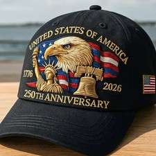 America 250th Anniversary Baseball Cap 1776  2026 USA Patriotic Hat free delivery