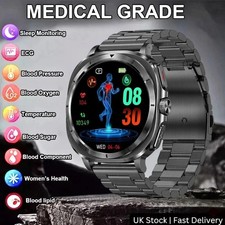 UK 2025 New Medical Grade Smart Watch Blood Pressure Oxygen Heart Rate Bluetooth