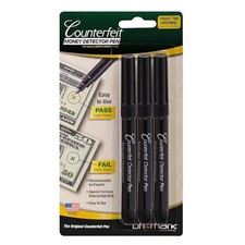 DRI-MARK SMART MONEY COUNTERFEIT BILL DETECTOR PEN, 3/PACK - BLACK