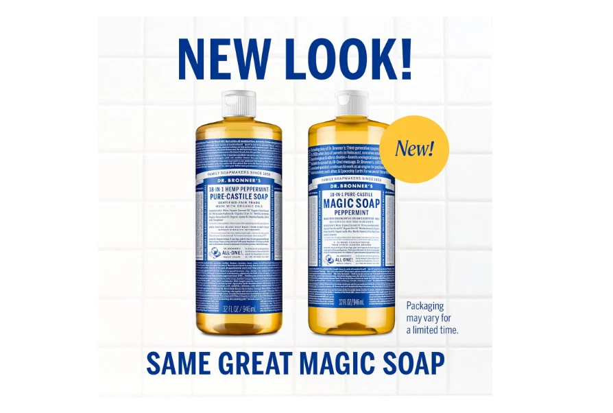 Dr. Bronner's Pure-Castile Magic Soap Peppermint 4-Pack x 32 oz (Total 128 oz) - Image 2 of 4