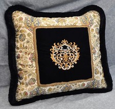 Pillow made w Ralph Lauren Marrakesh Paisley  Blue Velvet Fabric 22" fringe