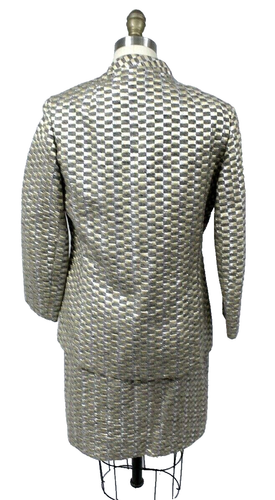 VTG Zelinka Mary Usmar 60s 3 PC skirt suit metallic gold/silver SZ 8/M Jackie O - Picture 11 of 11