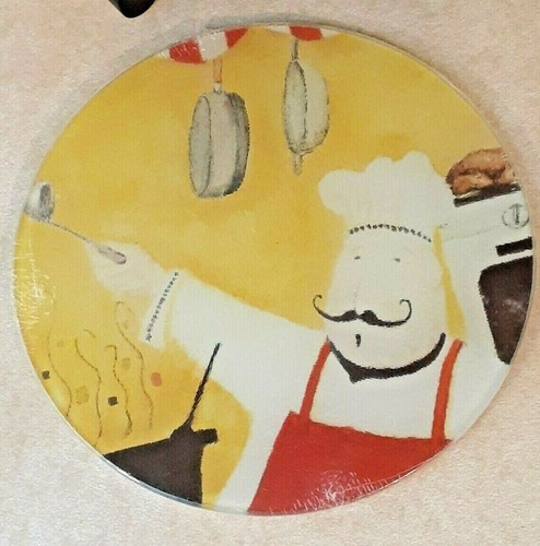 CHEF CUTTING BOARDS TRIVETS GLASS COOKING CONCEPTS 7"x7" ROUND DESIGN LOT 2 - Picture 3 of 5