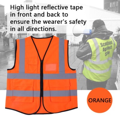 Multicolor Reflective Vest Ty Security Waistcoat (Orange)