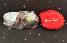 VTG Leisure Time Aviator Sport Sunglasses W/Case Brand New Red & White Frame