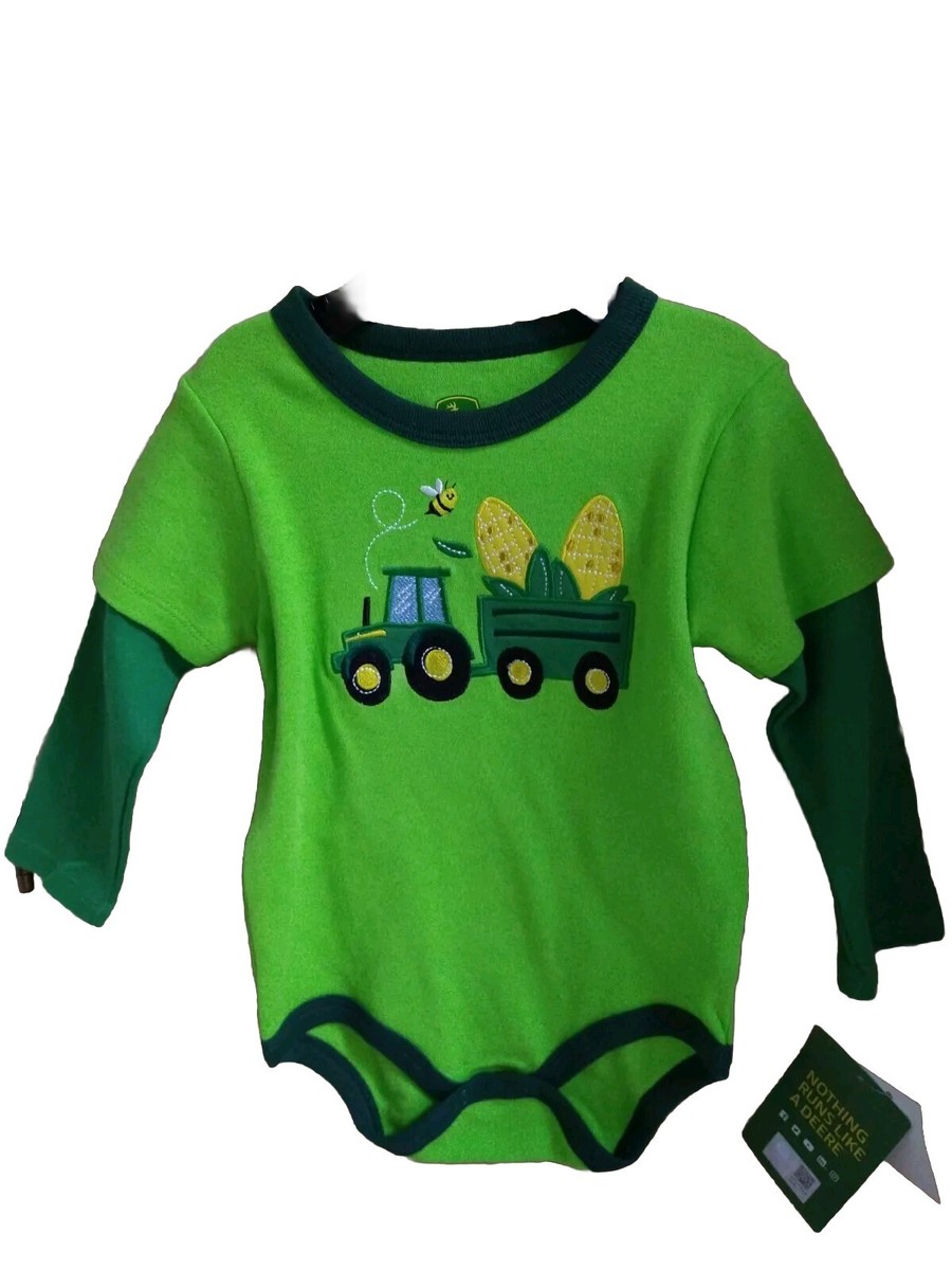 NWT John Deere boys green TRACTOR Corn Bee Long Sleeve One Piece SIZE 9/12