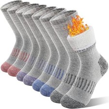 Kids Merino Wool Hiking Socks Girls 8-12 Years 4 Pairs-purple/Blue/Red/Grey