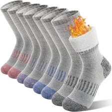 Kids Merino Wool Hiking Socks Girls 8-12 Years 4 Pairs-purple/Blue/Red/Grey