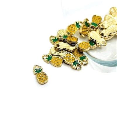 1, 4, 20 or 50 pcs Yellow and Gold Tiny Pineapple Charms - US Seller - YL1621