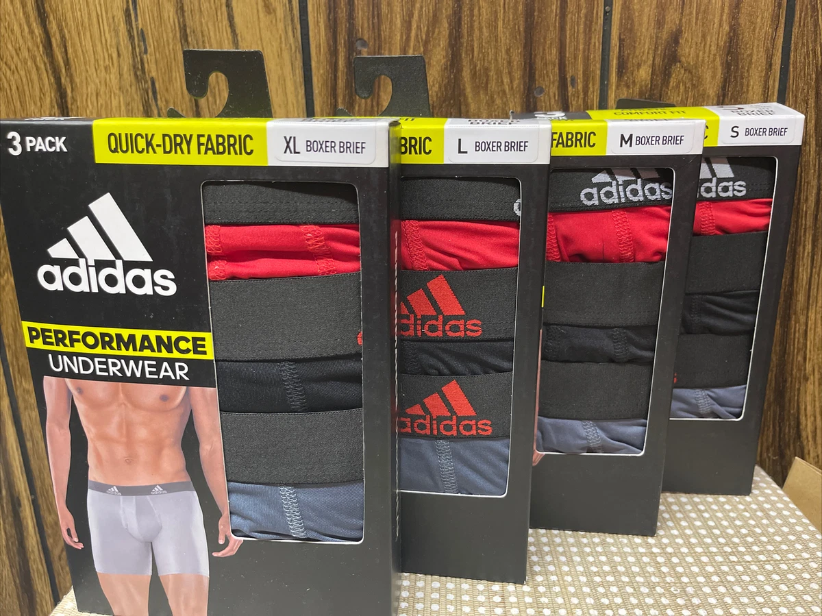 ADIDAS Performance Underwear 3 Pack Quick-Dry Fabric Size L Boxer