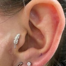 16G 1/4" TITANIUM INTERNALLY THREADED Feather Ear Tragus Helix Labret Flat Back