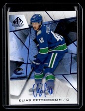 2021-22 SP Game Used Blue Auto Elias Pettersson Auto Vancouver Canucks #27