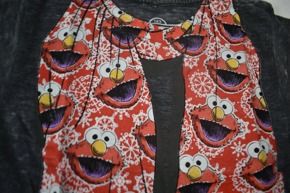 Sesame Street Niño Pequeño Elmo Bufanda Gráfico Negro Lavado Camiseta Nueva 4T Foto 4 de 4