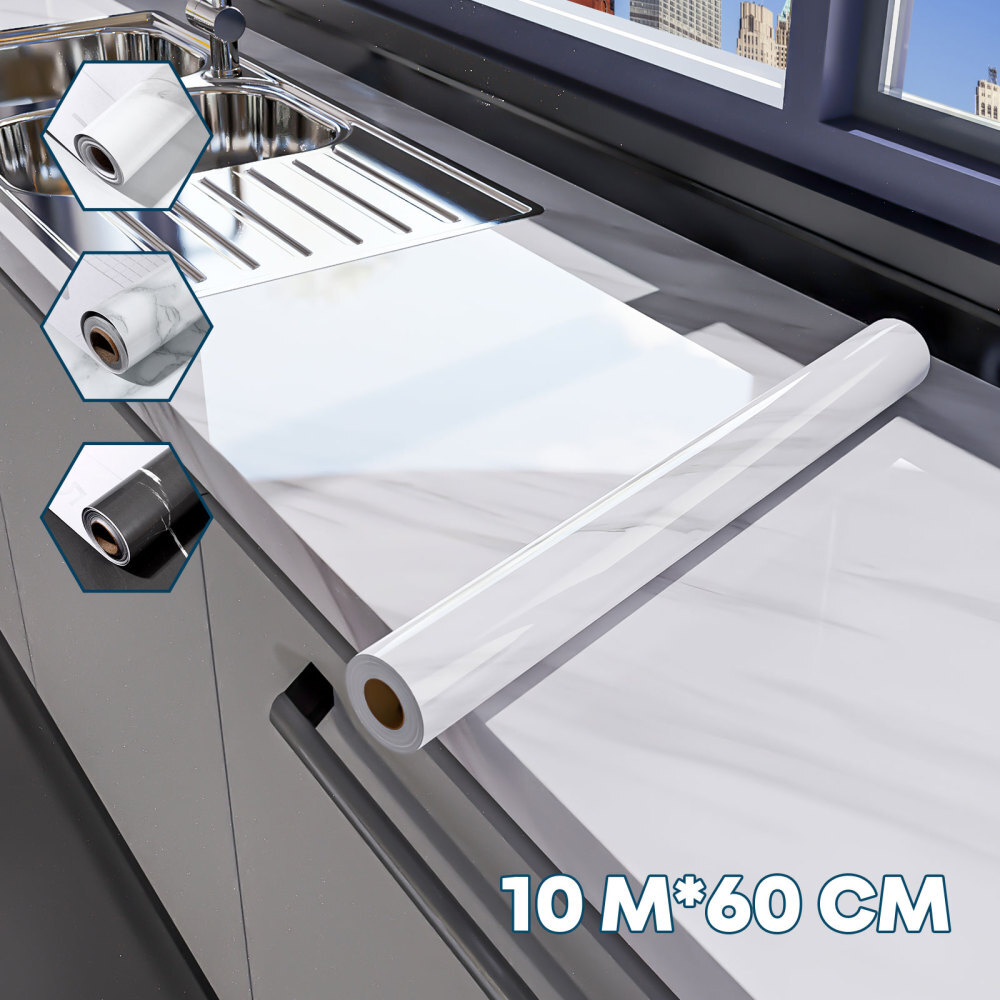 Wall Sticker White Marble Wallpaper Stickers Peel and Mural eBay