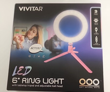 Vivitar 6 Inch LED Ring Light with tabletop tripod and adjustable ball head 