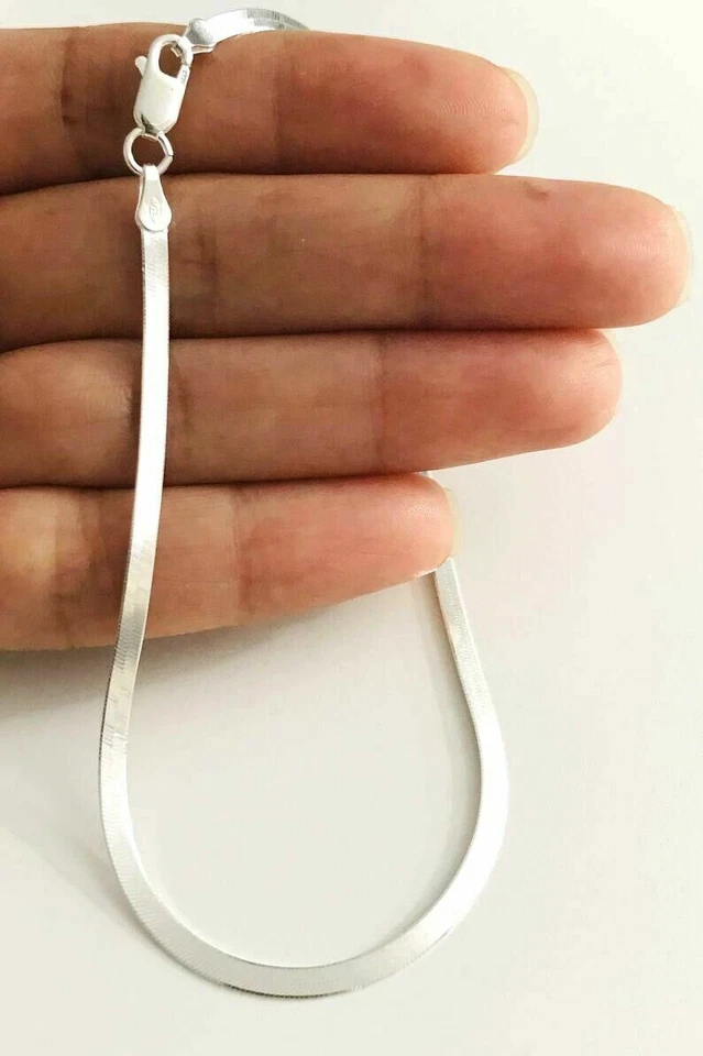 Corrente de tornozeleira 2,5 mm prata esterlina 925 italiana espinha de peixe 9" ou 10" Itália - Imagem 4 de 4