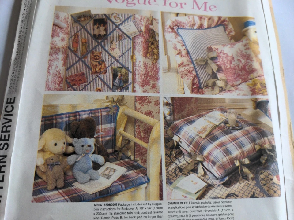 Vogue 1709 Sewing Pattern Childs Bedroom Furnishings Cushions Curtains WAVERLY - Image 4 of 4