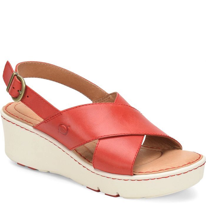 BORN Malheur Красные спортивные кожаные удобные босоножки на танкетке с открытой пяткой, 11 м, НОВИНКА