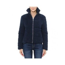 Aplaze High Neck Quilted Corduroy Puffer Jacket Navy 71516