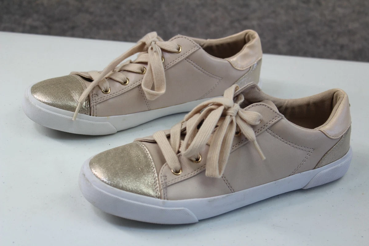 Shoes Size 7 M Beige Gold Lace Up Flats | eBay