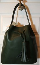 Vittoria Napoli Dublino Ruga Genuine Leather Bucket Bag  Emerald Green Italy