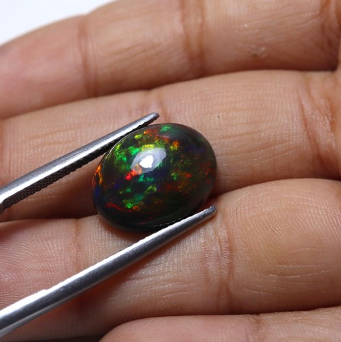 4,9 ct 15 x 11,9 mm natürlicher AAA auffälliger Multi Feuer geräuchter schwarzer äthiopischer Opal oval - Bild 7 von 10