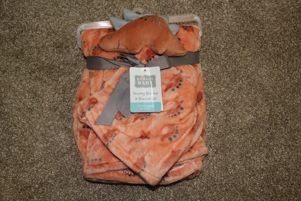 Hudson Baby безопасности одеяло комплект оранжевый динозавр младенца мальчиков милый флис новый с Ярлыками - Изображение 4 из 4