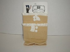 Women's Soft Short Lace Tan Button Boot Cuffs One Size NEW Cozy