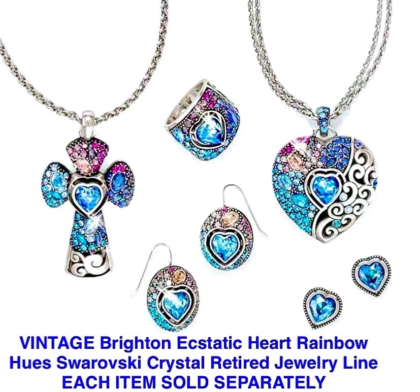 PENDIENTES BRIGHTON CORAZÓN EXTÁTICO AZUL CRISTAL DE SWAROVSKI PLATA POSTE EN MUY BUENA CONDICIÓN+✨DE COLECCIÓN Foto 2 de 2