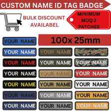 Personalised Embroidery ID Badge Morale Patch Custom Name Tag 10x2.5cm HOOk/IRON