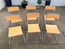 6x Vintage IKEA KRISTIAN Chairs Retro Beech Veneer Stackable Dining Kitchen