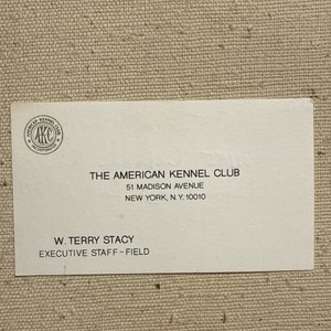 Vintage Business Card American Kennel Club New York San Diego California Terry S