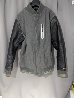 Nike Destroyer Varsity Jacke Grau L 372270-063 Leder Wolle NSW Insulated Fill