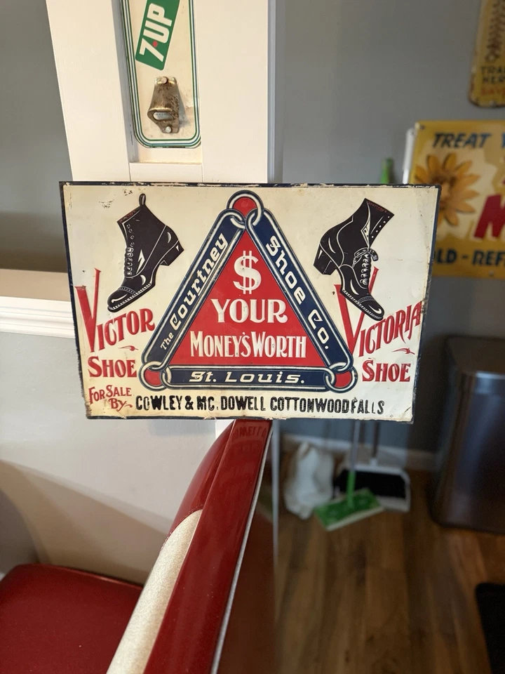 The Courtney Shoe Co St Louis Embossed Advertising Embossed  Advertising Sign - Image 2 of 4