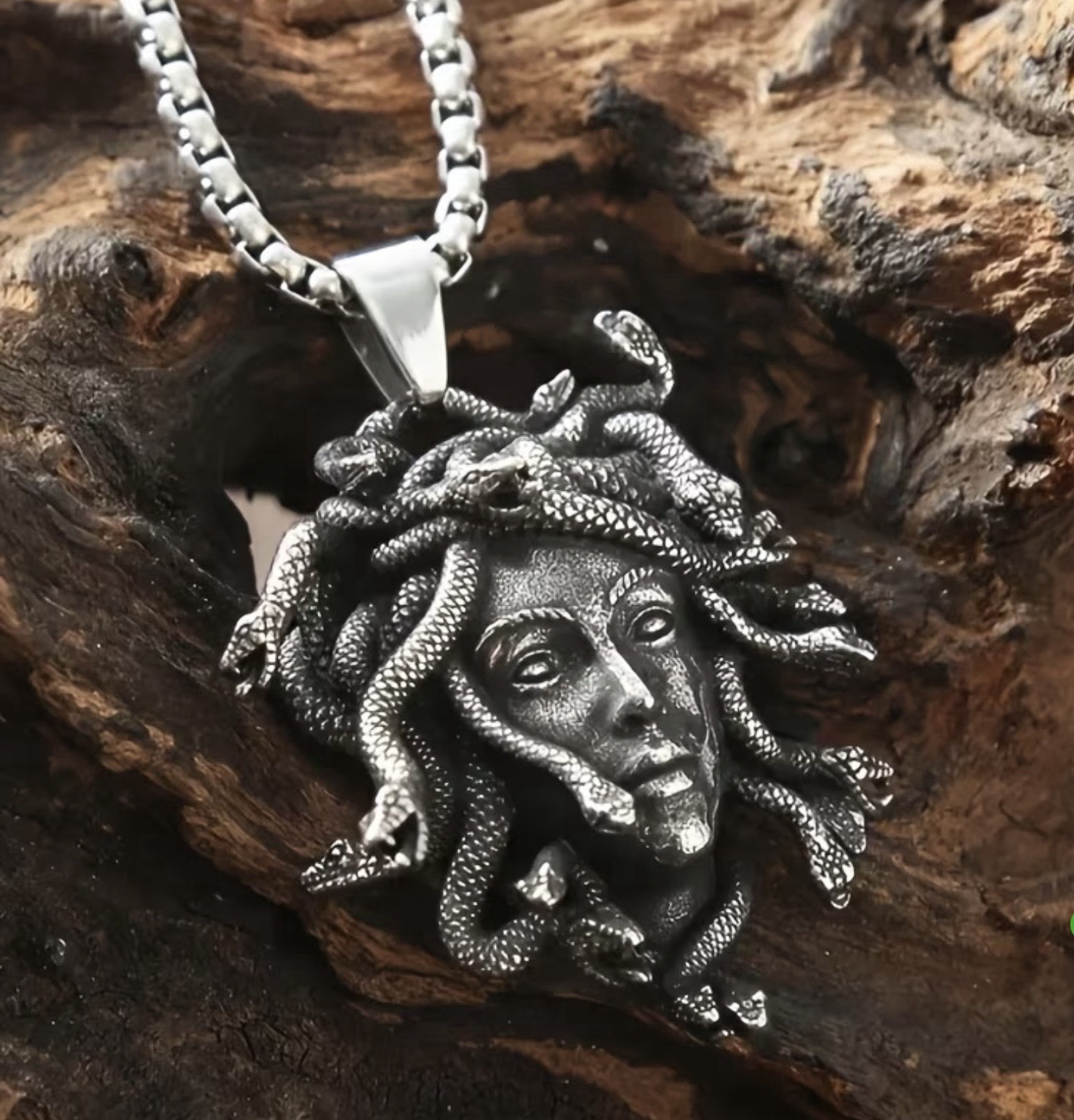 Medusa Pendant Necklace, Stainless Steel