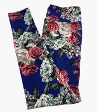 LuLaRoe Leggings OS One Size Rare Floral Colorful ROSE LILAC Flower Ships FAST