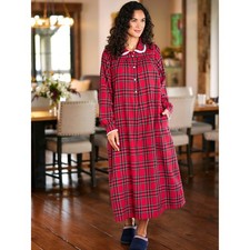 Lanz Classic Plaid Cotton Flannel Nightgown