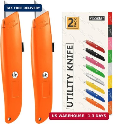DIYSELF 2Pack Utility Knife Box Cutter Retractable Blade Heavy Duty PVC Pipe Cut