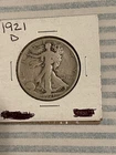 1921 d walking liberty half dollar Good Clear Date Not Cleaned Fine Key Coin