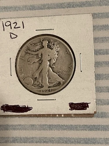 1921 d walking liberty half dollar Good Clear Date Not Cleaned Fine Key Coin
