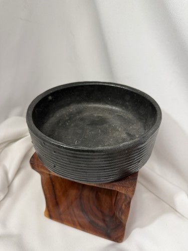 Vtg Zanesville Pottery Stoneage Modern Homespun Medium Low Bowl Matte Black - Picture 2 of 6