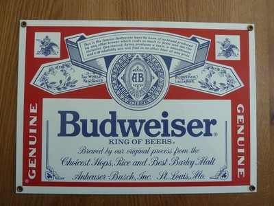 Ande Rooney  Emailleschild  Budweiser  neuwertig