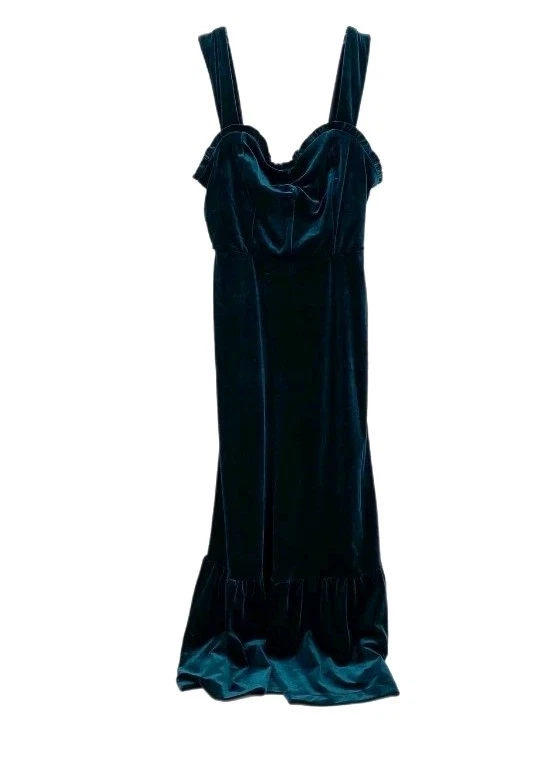 betsey johnson blue velvet dress Velvet mid-length dress