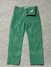 Levis Premium Wedgie Straight Pants Womens 28 Green Corduroy Button Fly Mid Rise