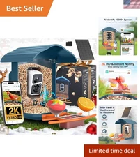 PAV 2K HD Bird Feeder Camera with AI Species ID & 64GB Storage - Solar Powered
