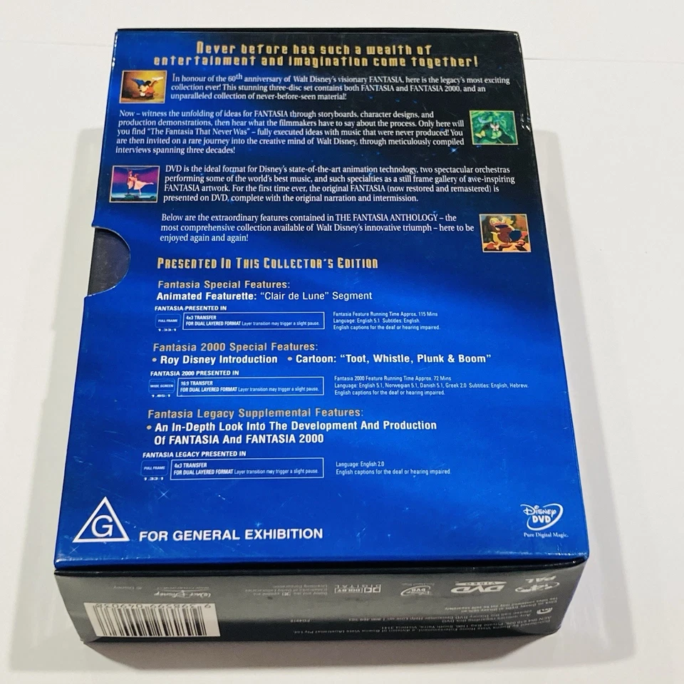 Disney Fantasia Anthology Collector’s Edition (3x DVD) Region 4 PAL, Rare! - image 2 of 4