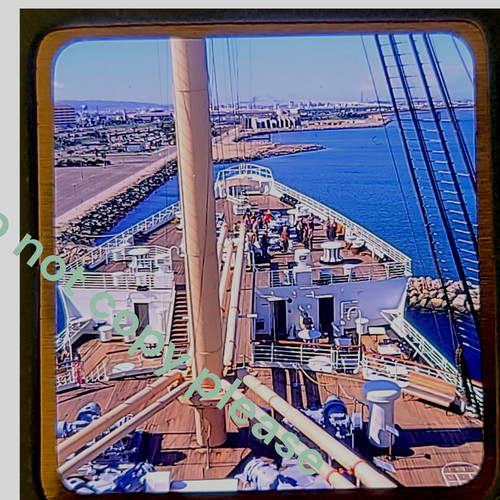 Vintage Cunard Line Ocean Liner RMS Queen Mary Stereo Realist Slide Long Beach